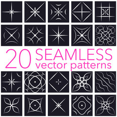 Geometric patterns set.Seamless background collection.Simple abstract vintage lines,dots,stripes,circles elements art,decor for fabric fashion textile print.Minimal tile style. Vector illustration.