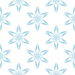 Fototapeta premium Blue floral seamless pattern on white background
