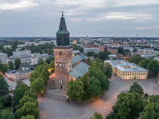 Aerial View of Turku Cathedral in Finland