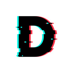Vector Logo Letter D Glitch Distortion
