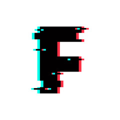Vector Logo Letter F Glitch Distortion