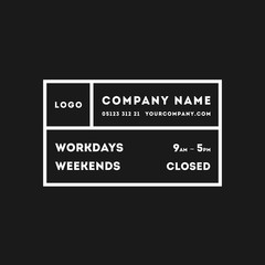 Vector Opening Times Horizontal Rectangle Design