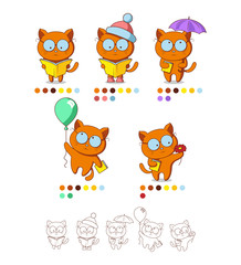 Little cat with book