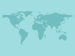 Fototapeta na wymiar World map isolated on blue background.