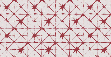 Traditional Japan Tie Dye Ornament Organic Kimono Vector Seamless Pattern. Asian Fashion Fabric Watercolour Batik Print, Wabi Sabi Ikat Geo Texture. Hand Painted Shibori Geometric Seamless Background.