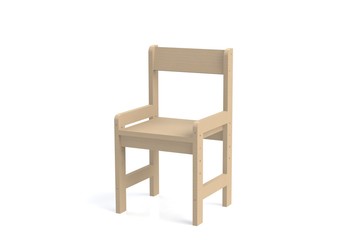 Fototapeta premium Little child wooden chair on a white background. 3D-model rendering chair.