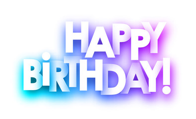 Fototapeta premium Purple spectrum Happy birthday paper card.