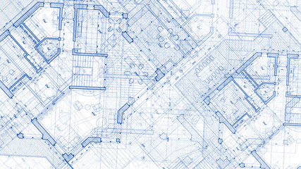 Architecture design: blueprint plan - illustration of a plan modern residential building /...