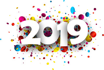 2019 new year background with colorful confetti.
