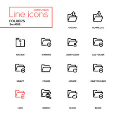 Folders - modern line design icons set