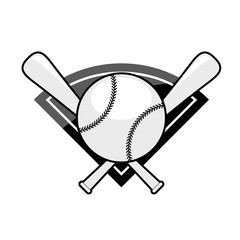 Baseball emblem - two crossed bat and ball