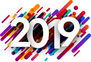 2019 new year background with colorful strokes.
