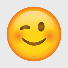 Vector smiling emoji. Smiling face. Happy. Cute emoticon isolated on white background.