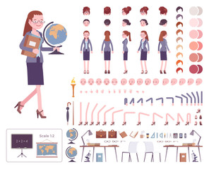 Obraz premium Female teacher character creation set