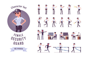 Female security guard ready-to-use character set