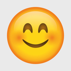 Vector smiling emoji. Smiling face. Happy. Cute emoticon isolated on white background.