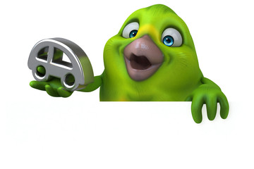 Fun green bird - 3D Illustration