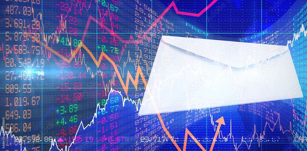 Poster composite image of graphic of envelope on white background