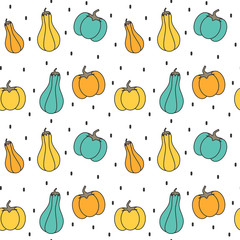 cute colorful pumpkins seamless vector pattern background illustration