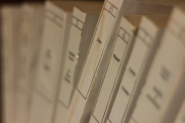 Row of old books close up