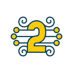 Obraz premium Number 2 vector sign