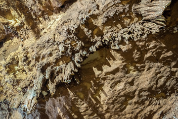Deep inside view of cave of Chasm of Heaven in Silifke district.Mersin Turkey