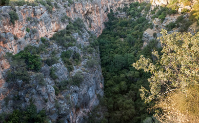 Aerial interior view of the Chasm of Heaven located in Silifke district, Mersin Turkey.
