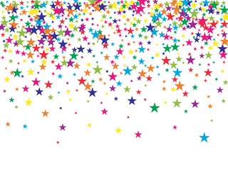 Rainbow Stars Confetti Vector Magic Cosmic Garland. Magic Christmas Lights, Gamour Sparkles, Glitter for Birthday Party Celebration. New Year Holiday Falling Down Stars Confetti, Festival Fireworks.