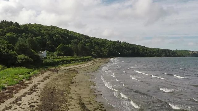Stunning aerial shot view of Dunure Castlem, South Ayrshire, Scotland.