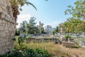 Ancient Roman Ruins of Temple of Jupiter Museum located in Silifke,Mersin,Turkey.During the...