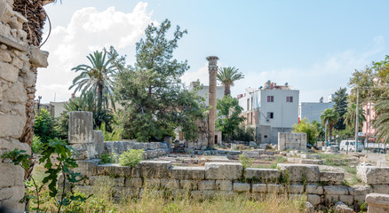 Obraz premium Ancient Roman Ruins of Temple of Jupiter Museum located in Silifke,Mersin,Turkey.During the Byzantine Empire era, the temple was transformed into a church