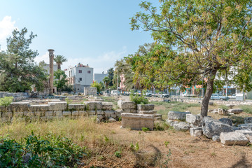 Fototapeta na wymiar Ancient Roman Ruins of Temple of Jupiter Museum located in Silifke,Mersin,Turkey.During the Byzantine Empire era, the temple was transformed into a church