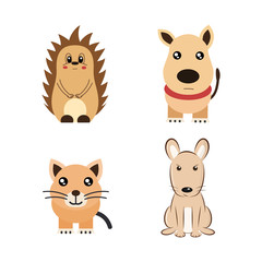 Color illustrations of animals on a farm and pets.