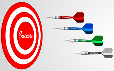 Darts target isolated vector. Shooting target in the center. Success business solutions concept.