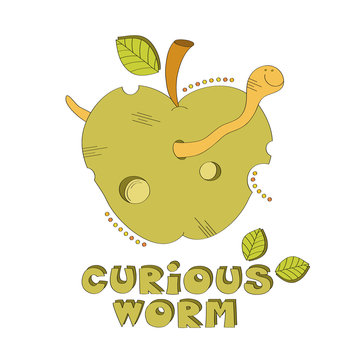Curious worm vector illustration