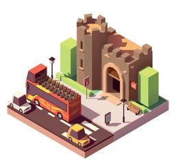 Vector isometric tourist attractions