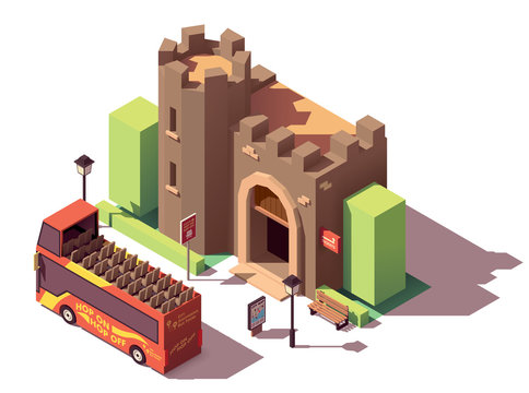Vector isometric tourist attractions