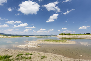 Wasserloser Forggensee im Ostallgäu, Deutschland