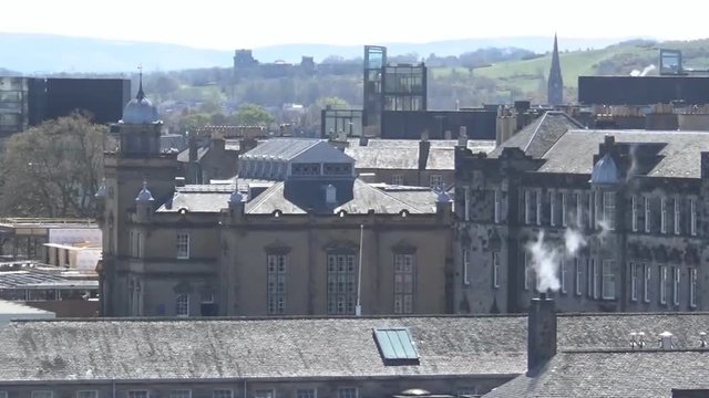 Time-lapse, steam coming out from a chimney in Edinburgh