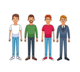 Young mens with casual clothes cartoon vector illustration graphic design
