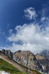 雲湧く秋の後立山稜線（不帰の嶮）