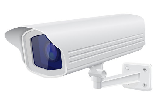 Security camera. White CCTV surveillance system