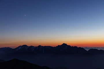 剣岳と夕景
