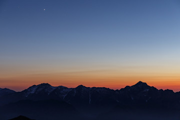 剣岳と夕景