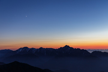 剣岳と夕景
