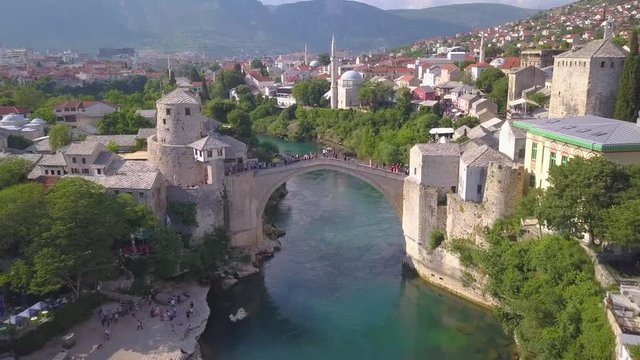 old  mostar bridge flying 