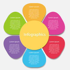 Color floral infographics, menu or options, template for workflow layout, website presentation and design
