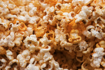 Scattered popcorn. Texture background.