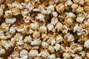 Scattered popcorn. Texture background.