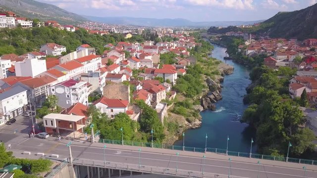 old  mostar bridge flying 